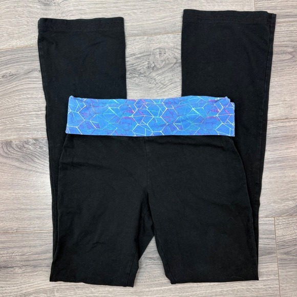 Mossimo Supply Co. Pants - Mossimo Supply Co Y2K Women Black Blue Geometric Foldover Waist Yoga Pants Small
